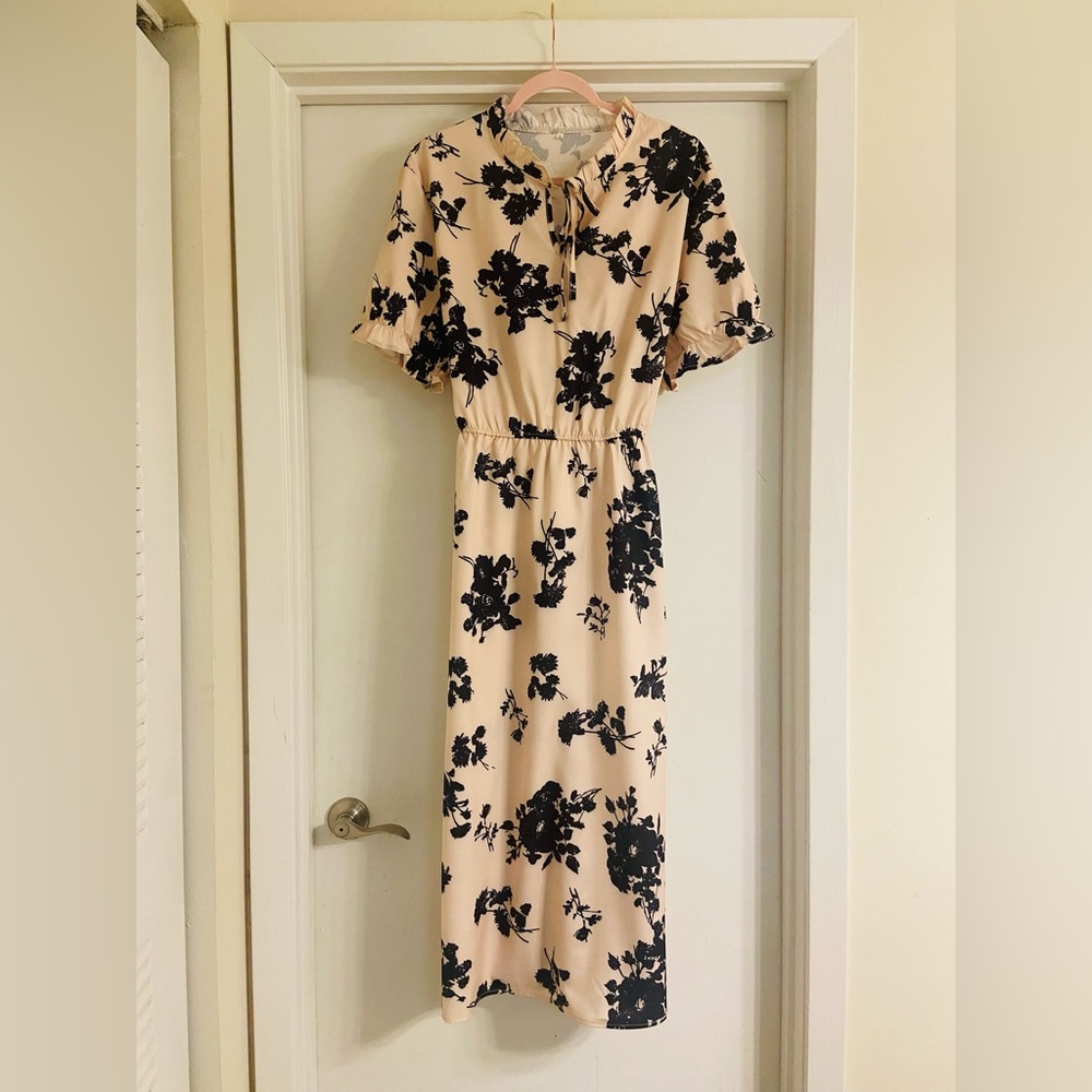 Temu Floral Print Cinched Waist Dress, 3XL - Picture 4 of 5